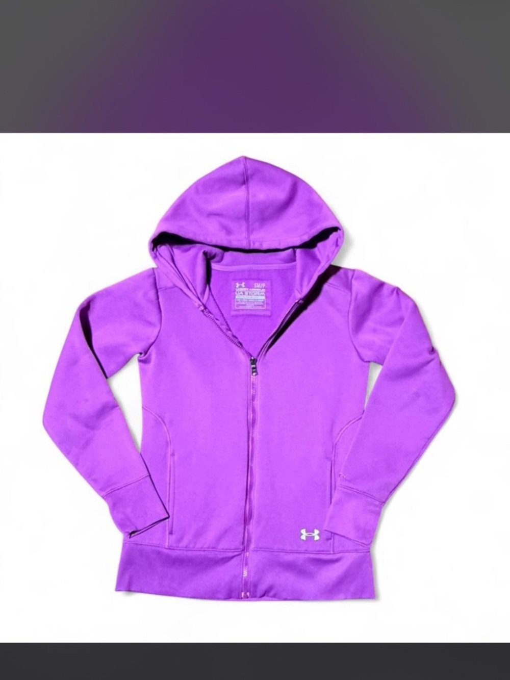 Under Armour UA Storm Purple Full Zip Hoodie Small Fleece Lined Athletic Jacket